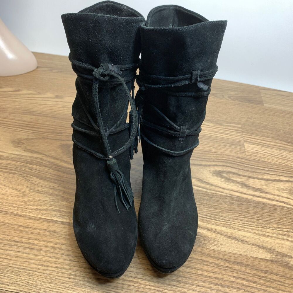 Women's Luciano Barachini Dressy Italian Wedge‎ Ankle Suede Boot Black Suede - Picture 8 of 13